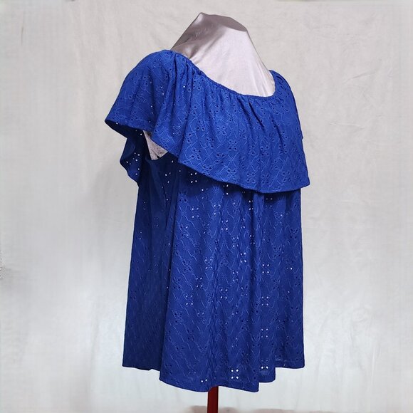 Blue Ruffled Lacy Blouse - Picture 2 of 10